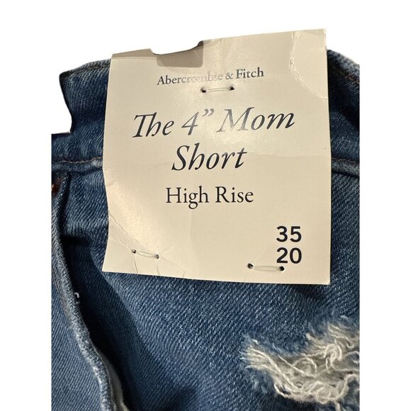 Abercrombie & Fitch The 4" Mom Short High Rise Denim Shorts Distress Size 35 NWT - Picture 3 of 9